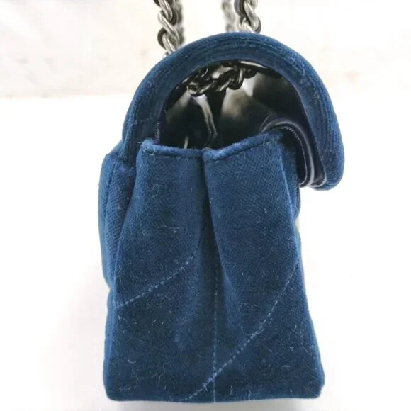 Coach Shoulder Bag Navy Blue Velvet 389-031525